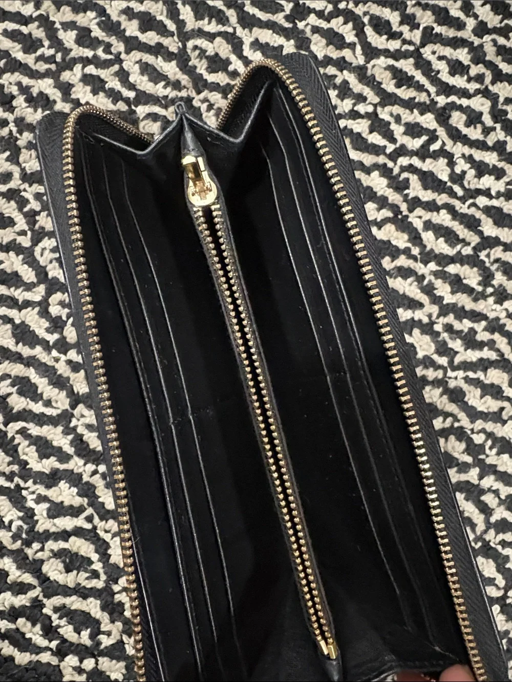 Draper James Black Pebbled Leather Zip-Around Wallet